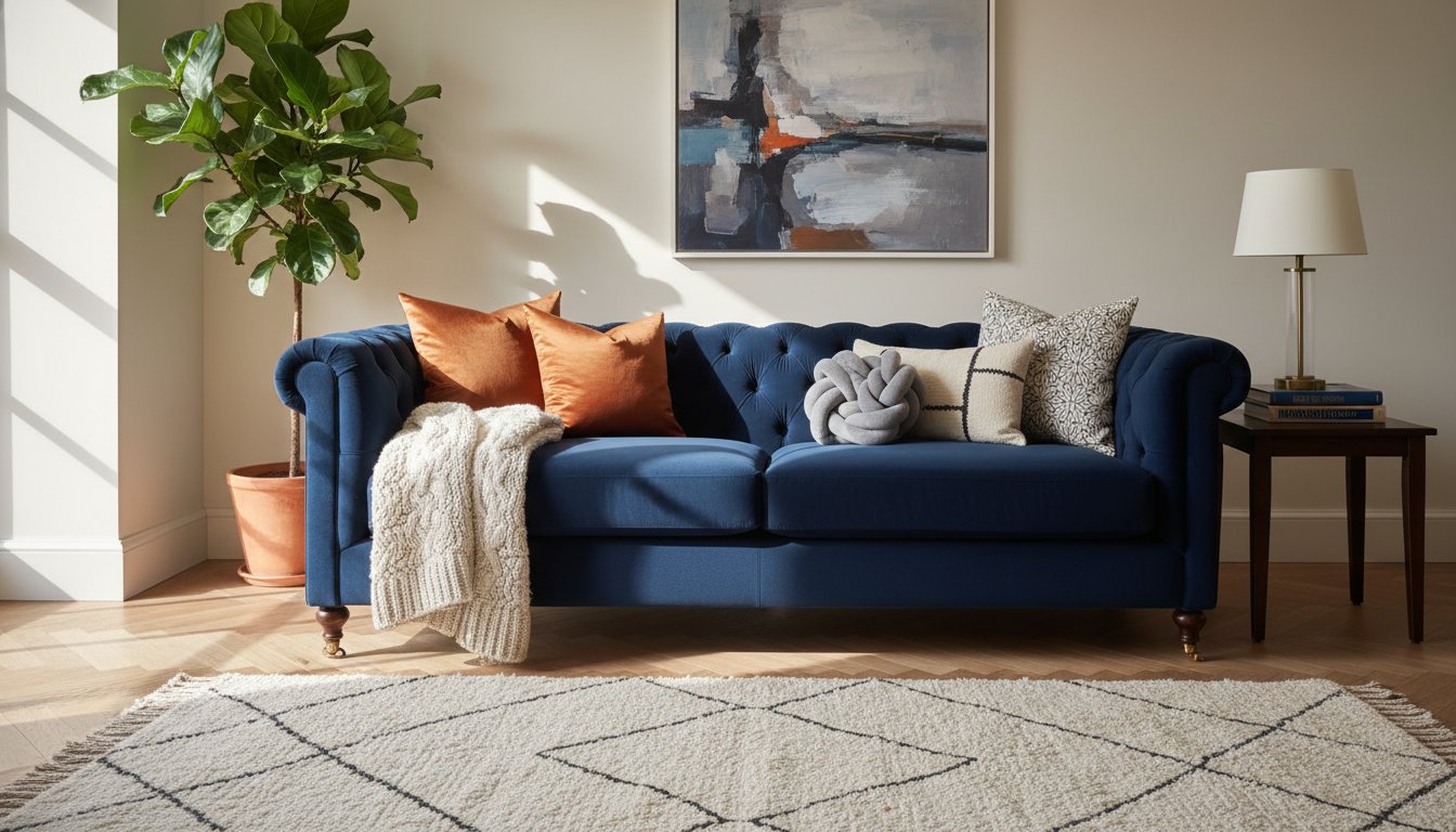 Styling a Blue Velvet Sofa: A Masterclass in Artistic Home Curation