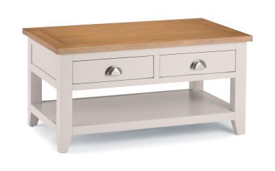 Coffee Table With 2 Drawers - Grey/Pale Oak