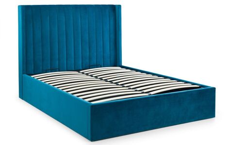 LAN002 Scalloped Headboard Storage Bed 150Cm - Teal