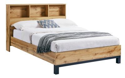 BAL208 Bookcase Headboard Bed 135Cm - Light Oak