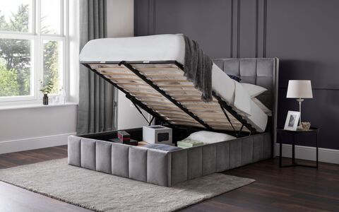 Storage Ottoman Bed 135Cm - Light Grey