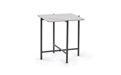 White Marbled Sintered Stone Square Lamp Table