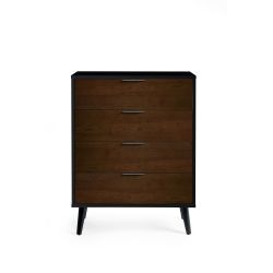 4 Drawer Chest - Soft Close - Walnut/Black