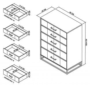 5 Drawer Tall Chest