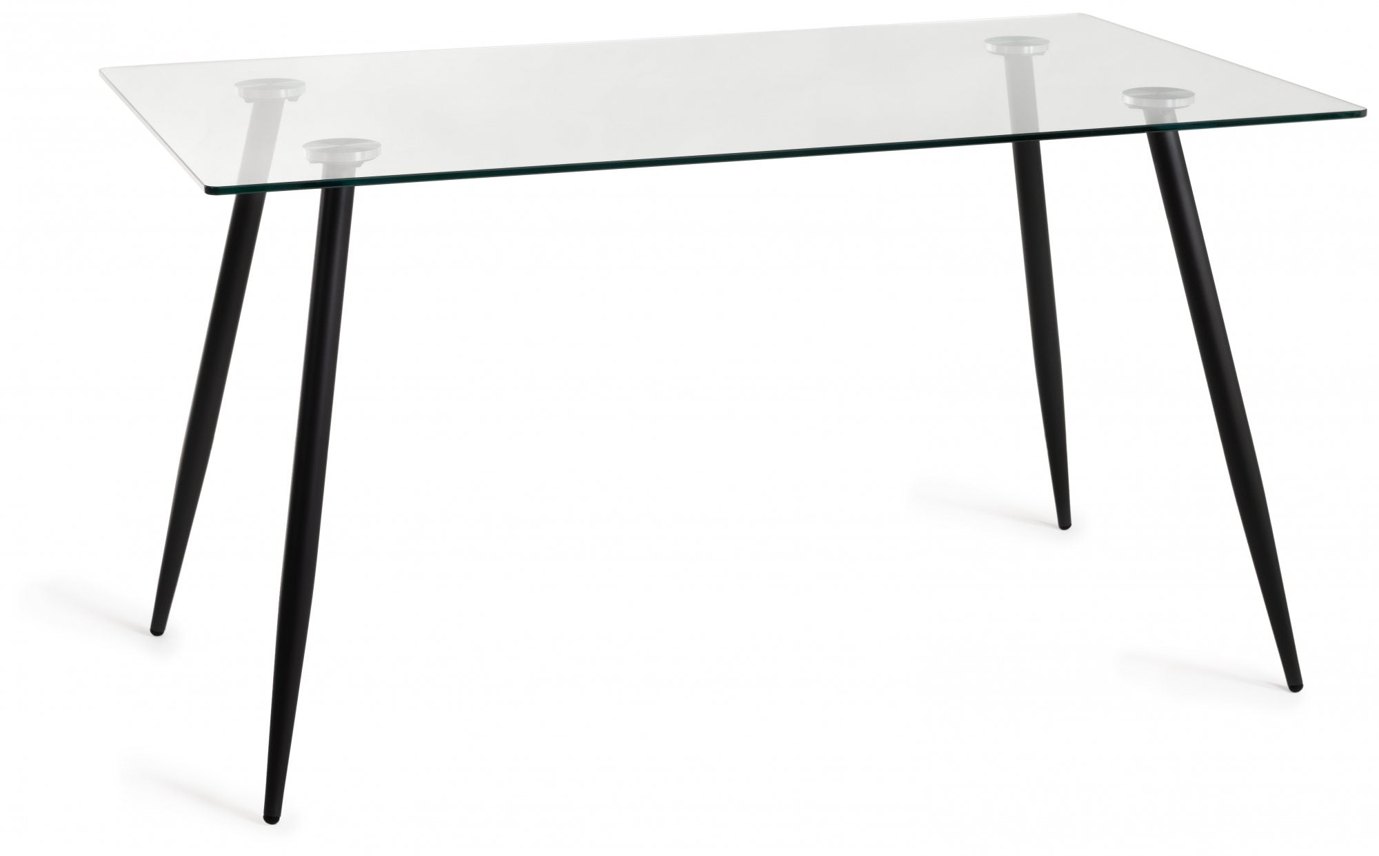 H5051-4 Martini Clear Tempered Glass 6 Seater Dining Table With Sand Black Powder Coated Legs