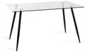 H5051-4 Martini Clear Tempered Glass 6 Seater Dining Table With Sand Black Powder Coated Legs