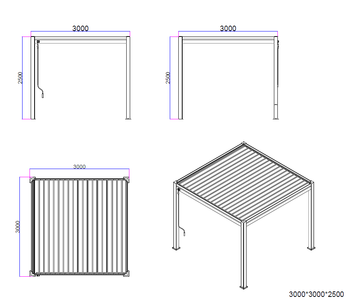 Saturn Aluminium Pergola - 3m Square Wood Effect