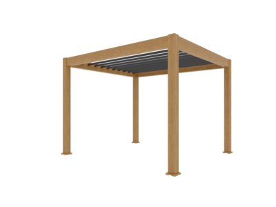 Saturn Aluminium Pergola - 3m Square Wood Effect