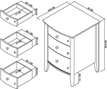 3 Drawer Nightstand