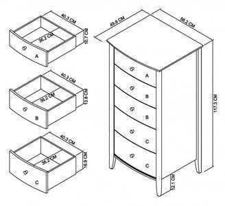 5 Drawer Tall Chest
