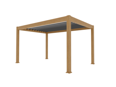 Saturn Aluminium Pergola - 4m x 3m Rectangular Wood Effect