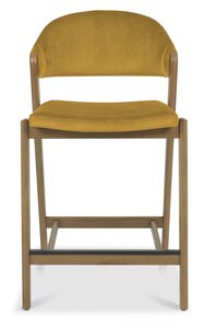 Upholstered Bar Stool - Mustard Velvet (Single)