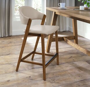Upholstered Bar Stool - Ivory Bonded Leather (Single)