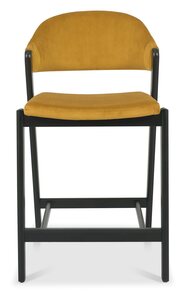 Upholstered Bar Stool - Mustard Velvet (Single)