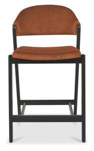 Upholstered Bar Stool - Rust Velvet (Single)
