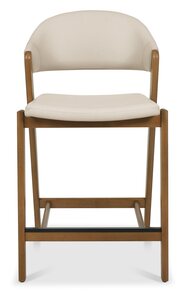 Upholstered Bar Stool - Ivory Bonded Leather (Single)