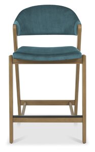 Upholstered Bar Stool - Azure Velvet (Single)