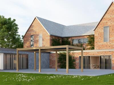 Saturn Aluminium Pergola - 6m x 3m Rectangular Wood Effect