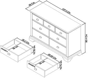 3+4 Drawer Wide Chest