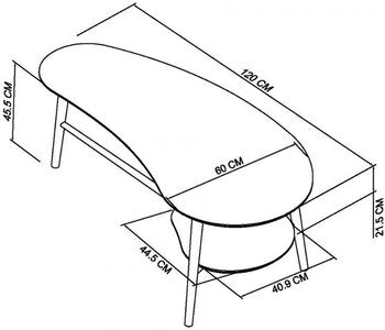 Coffee Table With Shelf (Shaped)