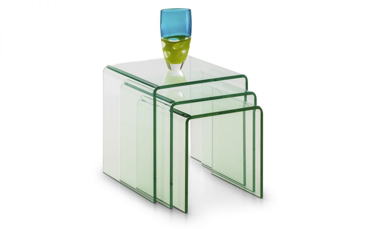 AMA001 Bent Glass Nest Of Tables