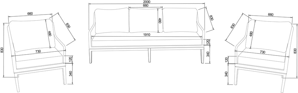 Hartman Arley 3 Seat Sofa Weave Lounge Set