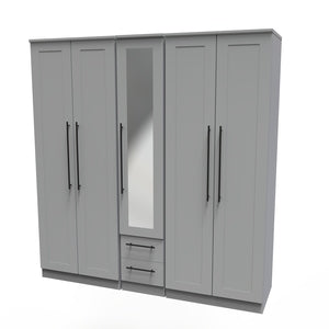 BEV191 Tall 5 Door 2 Drawer Centre Mirror Robe