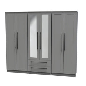 BEV192 Tall 6 Door 2 Drawer Centre Mirror Robe