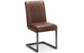 BRO002 Dining Chair - Brown Faux Leather & Square Gunmetal