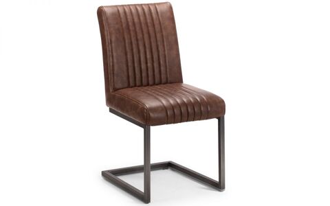 BRO002 Dining Chair - Brown Faux Leather & Square Gunmetal