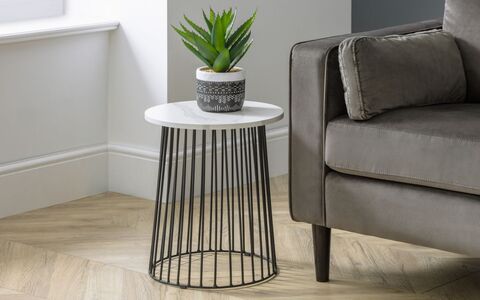 Round Lamp Table - White Marble