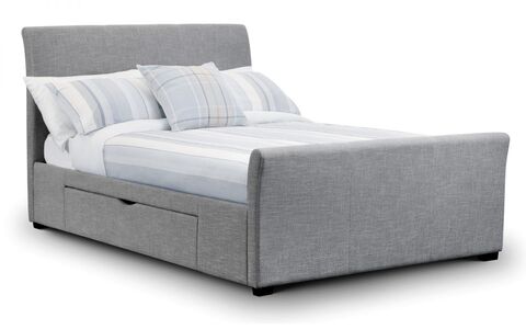 CAP001 Fabric Bed With Drawers Light Grey 135Cm