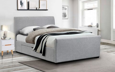 Fabric Bed With Drawers Light Grey 150Cm