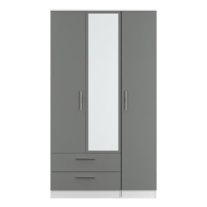 Tall Triple 2 Drawer Mirror Robe