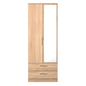 Tall 2ft6in 2 Drawer Mirror Robe