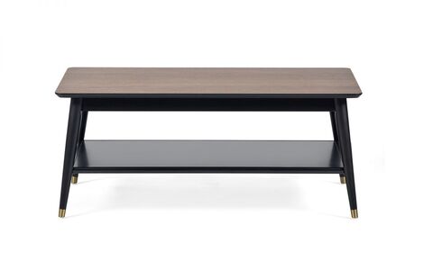 Coffee Table With Shelf - Walnut & Black