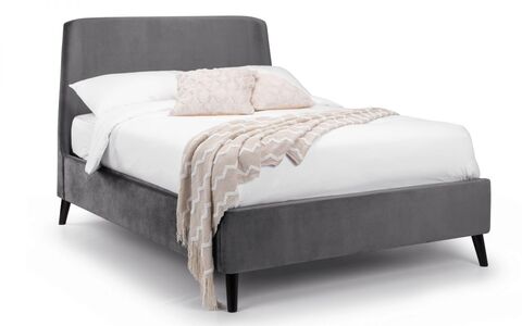 FRI011 Curved Velvet Bed 135Cm - Grey