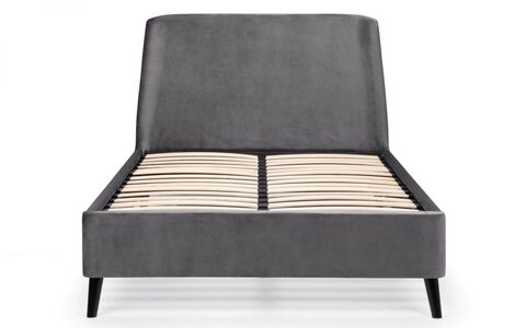 Curved Velvet Bed 150Cm - Grey