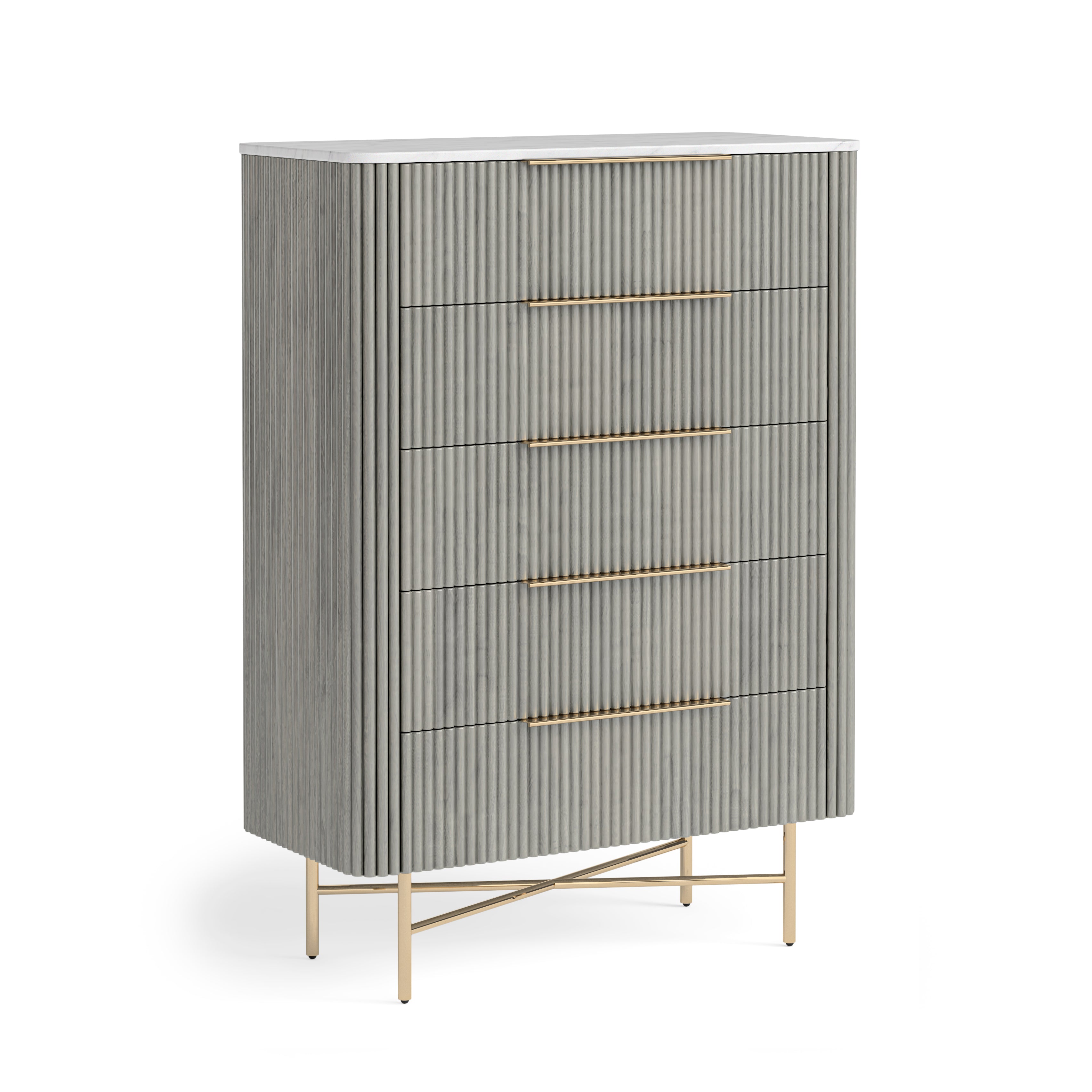 7393 5 Drawer Chest - Marble Top