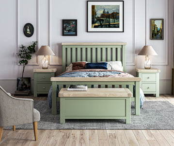 4'6" Slatted Bed - Sage