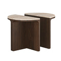 9042 Half Moon Nest Of Table - Travertine