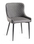 H1001-09-FGY Cezanne - Dark Faux Leather Chairs With Sand Black Powder Coated Legs (Pair)