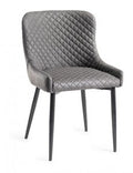 H1001-09-FGY Cezanne - Dark Faux Leather Chairs With Sand Black Powder Coated Legs (Pair)