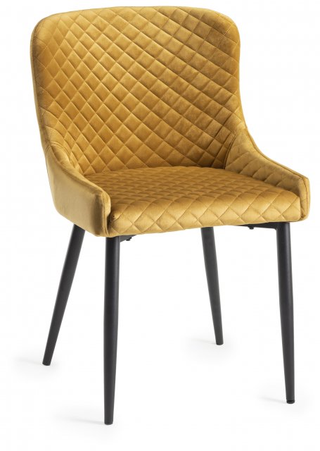 H1001-09-VMU Cezanne - Mustard Velvet Fabric Chairs With Sand Black Powder Coated Legs (Pair)