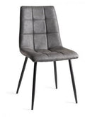 H1010-09-FGY Mondrian - Dark Faux Leather Chairs With Sand Black Powder Coated Legs (Pair)
