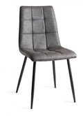 H1010-09-FGY Mondrian - Dark Faux Leather Chairs With Sand Black Powder Coated Legs (Pair)