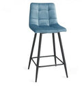 H1010-09BS-VPB Mondrian - Petrol Blue Velvet Fabric Bar Stools With Sand Black Powder Coated Legs (Pair)