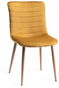 H1015-09-VMU Eriksen - Mustard Velvet Fabric Chairs With Rustic Effect Legs (Pair)