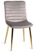 H1016-09-VGY Rothko - Velvet Fabric Chairs With Matt Gold Plated Legs (Pair)