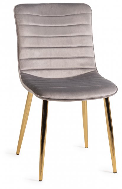 H1016-09-VGY Rothko - Velvet Fabric Chairs With Matt Gold Plated Legs (Pair)